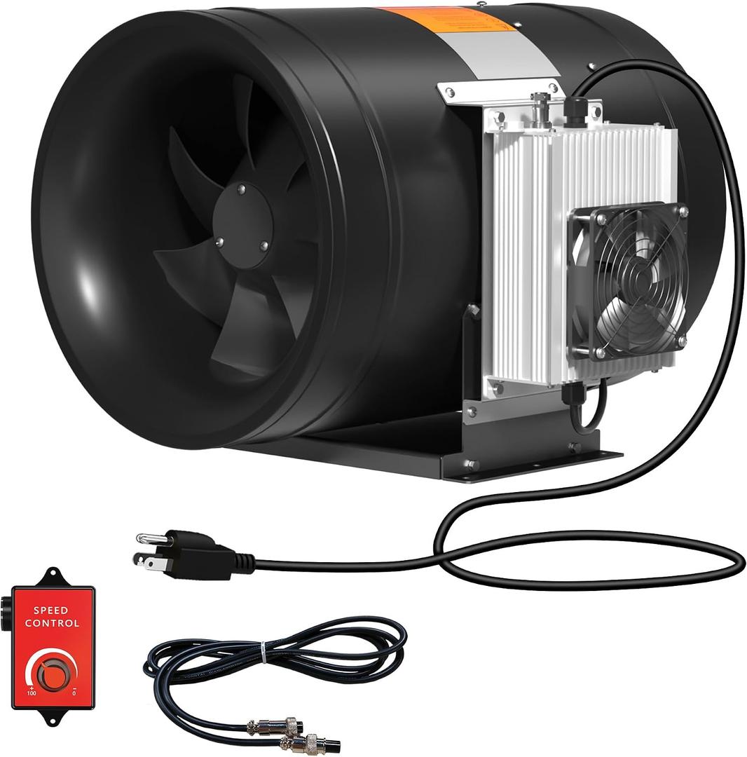 14 Inch Inline Duct Fan with Speed Controller - EC Motor Ventilation Exhaust Fan for Heating Cooling Booster, Grow Tents, Hydroponics, NSK/SKF bearings, ETL Listed