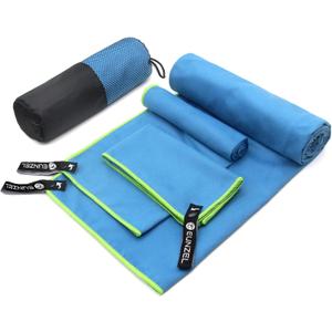 Eunzel Quick Dry Camping Towel, Microfiber Travel Towel 3 Size at 1 Pack,Fast Drying Towel Set for Camping, Beach, Gym, Sports, Yoga & Swimming Pool, Blue