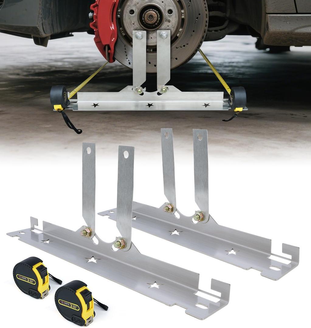 Wheel Alignment Tool with Connection Sheet, Premium Stainless Steel Toe Alignment Tool Plates for Car, Truck, SUV(Include 2 Measuring Tapes)