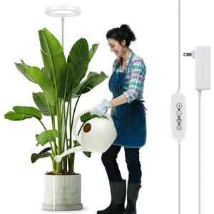 LORDEM Grow Light for Indoor Plants, 7.9" Full Spectrum LED Plant Grow Light, Height Adjustable Growing Lamp with Auto Timer 4H/8H/12H, 6 Dimmable Levels, Ideal for Indoor Large Tall Plants Growth