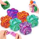 Gemscream 6 Pack Ice Cube Stress Relief Balls Soft Squeeze Fidget,4 Color | Sensory Fidget Toys for Anxiety Relief, Maltose Flow Gummy Texture Pattern, Party Favors Prizes Bulk Supplies for Adults