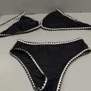 Blooming Jelly Womens Bikini Sets Color Block Two Piece Swimsuit O Ring Stitched Bathing Suit 2026 (Large, Black)