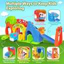 VOpitos Toys for Toddler 1, 2, 3 Year Old Boy and Girl, Zoo Animal Slide Playset with 4 Animal Cars, OpenEnded Interactive Toy for Cultivate Imagination, Gifts for 1218+ Months Kids