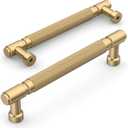 Amerdeco 10 Pack Champagne Bronze knurled Cabinet Pulls 5 Inch(128mm) Hole Center Drawer Pulls Cabinet Hardware Kitchen Cabinet Handles for Bathroom ZH0072