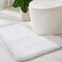 ILANGO White Toilet Rugs U Shaped 22" 24" Non Slip & Super Absorbent Extra Thick Soft, Washable Bath Mats for Bathroom Floor, Microfiber Plush Shaggy Contour Bath Rugs for Toilet,Dry Quick, 1'10" X 2'