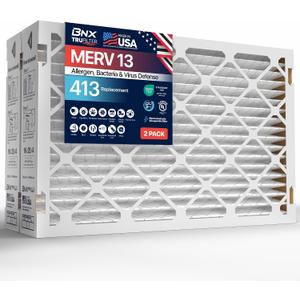 TruFilter Compatible with AprilAire 413 Replacement Filter for AprilAire (2-Pack) - MERV 13 - MADE IN USA - HVAC AC Furnace Filters Allergies, Mold, Bacteria, Smoke, MPR 1900 FPR 10 Air Filter 16x25x4