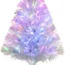 24inch White Fiber Optic Christmas Tree,Pre-Lit Artificial Mini Christmas Tree, Tabletop Small Xmas Tree with Stars Holiday Home Decorations