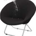 Levoberg Saucer Chair Covers Waterproof Round Moon Chair Cover Slipcovers Stretch Jacquard Foldable Saucer Chair Cover Circle Chair Slipcovers Protector for Bedroom Dorm Set of 1 Black