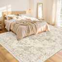 8x10 Area Rugs for Living Room: Vintage Boho Neutral Washable Rug Indoor Soft Large Area Rug Carpet for Bedroom Nursery Farmhouse Dining Room Office Floor Non-Slip Low Pile Under Table Rug Beige/Ivory