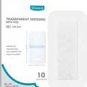 Dimora Waterproof Transparent Film Dressing with Pad, Large Clear Bandage Tape for Wound Care, Adhesive Post Surgical Cover Padfor IV Shield, Tattoo Aftercare, Shower Protector 4x8 inch 10 Packs