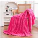 Puncuntex Hot Pink Throw Blanket 50"×60" inches Gifts for Mom Fuzzy 3D Jacquard Decorative Flannel Fleece Super Soft Plush Cozy Blanket for Couch Sofa Chair Lightweight