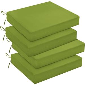 downluxe Outdoor Chair Cushions Set of 4 for Patio Furniture, Water-Resistant Square Corner Patio Chair Cushions with Ties, High Density Foam Outdoor Seat Cushion, 18.5" X 16" X 3", Sage Green