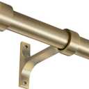 Antique Bronze Curtain Rods for Windows 48 to 86 Inch, 1-Inch Adjustable Drapery Rods with Aluminum End Cap and Brackets for Room Divider, Bedroom, Living room, Kitchen, Bathroom Etc