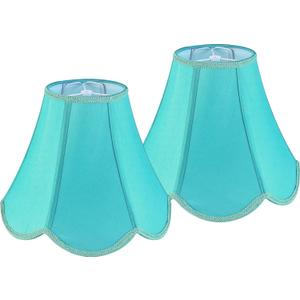 GO&SO Bell Lamp Shades Set of 2 Teal Lamp Shade -6x13x10.6" (Spider) Barrel Lamp Shades for Table Lamps,Floor Lamp,Fabric Replacement Lampshades Hand Crafted -Petal Edge Braid Design -Easy Assembly