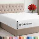 Extra Deep Queen Fitted Sheet - Hotel Luxury Single Fitted Sheet Only - Easily Fits 18 inch to 24 inch Mattress - Ultra Soft, Wrinkle Free w/Extra Deep Pockets - Easy-Care, Breathable & Comfy - White