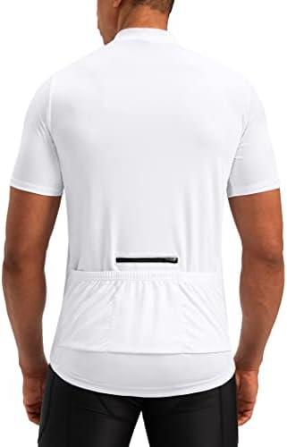 Bikewa Men's Cycling Jersey Moisture Wicking Short Sleeve UPF Half Zip Bike Road Riding Biking Shirts for Men Zipper Pockets Size XL