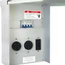 Temporary Power Outlet Panel, RV Electrical 20 30 and 50-Amp Receptacle with Breaker,Prewired Unmetered, Weatherproof