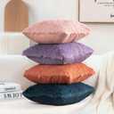 TOONOW Set of 2 Decorative Throw Pillow Covers 18x18,Fluffy Pillow CoversLuxury Faux Fur Sofa Pillow Covers for Sofa Couch Living Room Bedroom, No Pillow Insert (Carnelian)