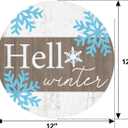 Deroro Hello Winter Sign for Front Door Decor, Winter Welcome Farmhouse Wood Door Hanger for Outdoor Outside Porch, Rustic Christmas Snowflakes Wooden Wreath Wall Hanging Decoration (White)