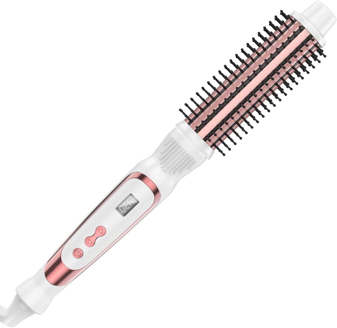 Thermal Brush 1.25 Inch Curling Iron Volumizing Heated Round Brush 1 1/4 Inch Ceramic Tourmaline Heated Hot, Multifunctional Styler Curling Wand (White, 1.25 inch)