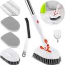 3 in 1 Tub Tile Scrubber Brush,52 Inch Long Handle Shower Scrubbing with Locked Head, Shower Cleaning Brush for Bathroom Kitchen Toilet Wall Sink