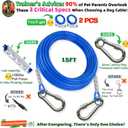 Catapamey Dog Tie Out Cable and Stake,with 2x15 Feet Heavy Duty Cable(up to 200lbs),360 Swivel Dog Run Anchor,Runner for Yard-No Tangle,Ideal for Outdoor Camping