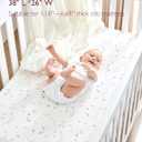 Momcozy Muslin Mini Crib Sheets Fitted - 38''x26'' Pack and Play Sheets for Pack N Play Mattress, 2 Pack Soft & Breathable Natural Cotton Non Slip Bed Cover for Boys, Girls, Blue Star Moon