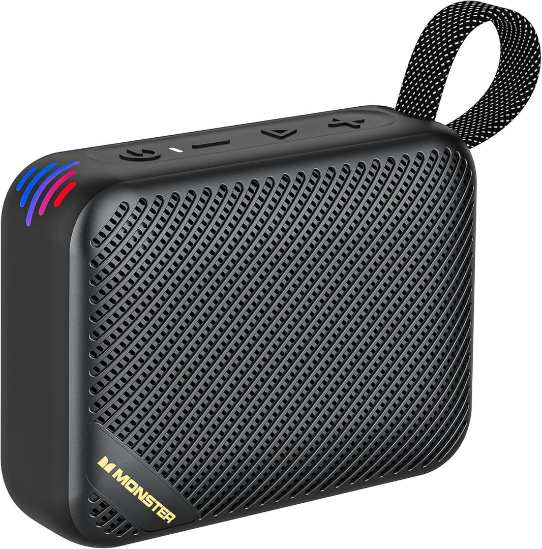 Monster S360 Portable Bluetooth Speaker, IPX7 Waterproof, Bluetooth 6.0, 20H Playtime, Powerful Stereo Sound, Support TF Card, Clear Hands-Free Calling Speaker for Home, Outdoors and Travel