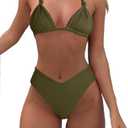 Bikini Sets for Women Sexy Halter Triangle String Bikini Cheeky V Cut High Waisted Thong Swimsuits 2 Piece Size M