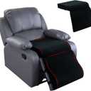 HOMBYS Foam Recliner Cushion with Leg Pillow for Elderly Large Square Seat Cushion Wave Shape Footrest for Armchairs Couch, Medium Thick & Supportive, Non-Slip Design, Black