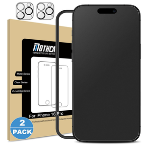 Mothca 2 Pack Matte Glass Screen Protector for iPhone 16 Pro [6.3 inch] + 2 Pack Camera Lens Protector, AntiGlare & AntiFingerprint (Not Privacy Film) Tempered Glass, Bubble Free, Smooth as Silk
