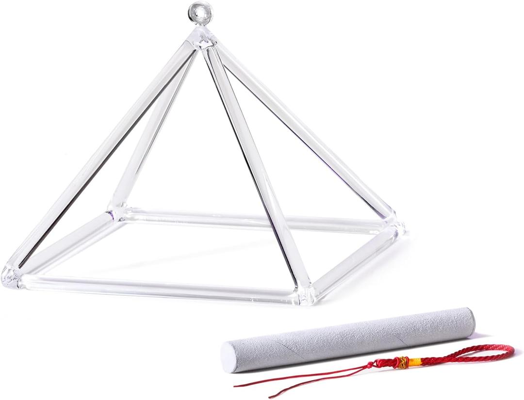 8 Inch Quartz Crystal Singing Pyramid Healing Musical Instrument + Carry Case Bag Powerful Energy