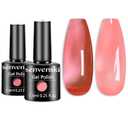 Senvenski Jelly Pink Gel Nail Polish Kit - Nude Pink Translucent Colors with Milky Sheer Finish | Vegan UV/LED Nail Art Kit Gift for Women Manicure Salon DIY(CS2-014)