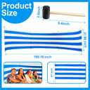 Beach Wind Screen 15.7ft Wind Blocker Beach Barrier Blue White Privacy Screen with Wooded Poles Mallet and Bag for Outdoor Summer Vacation
