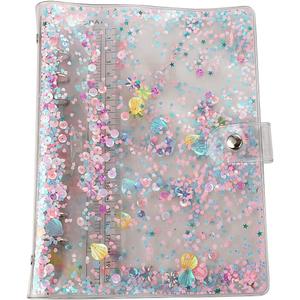 SICCOMA A5 6-Ring Loose Leaf Binder Cover PVC Glitter A5 Planner Cover Notebook Binder Refillable Notebook Shell (6.7x9.2) for Round-Ring Planner Pages (Inner Paper Not Included)