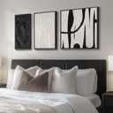 Framed Black and White Abstract Wall Art Set, 3 Piece Canvas Prints Paintings Artwork for Walls, Modern Minimalist Abstract Geometric Pictures for Living Room, Bedroom, Dining Room, Office Wall Decor, 12x24", 16x24", 24x24"