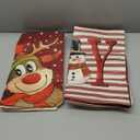 Christmas Decorative Throw Pillow Covers, 18x18 inch, Set of 4, Red Holiday Design with Reindeer and Snowman, 100% Polyester, Christmas Pillow Covers