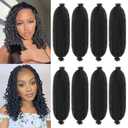Springy Afro Twist Hair Pre Fluffed Spring Twist Hair Pre Afro Twist Hair For Soft Locs Marley Twist Braiding Hair Twist Extensions (1B#, 12 inch (Pack of 8))