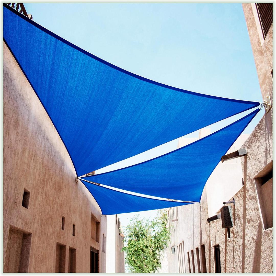 ColourTree 20' x 20' x 28.3' Blue Right Triangle CTAPRT20 Sun Shade Sail Canopy Mesh Fabric UV Block UPF50 - Commercial Heavy Duty - 190 GSM