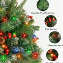 Christmas Tree Urn Filler, Battery Operated with Timer, Pre-lit Warm White & Multi-Color Changing LED Lights, Artificial Xmas Tree for Porch, Pathway, Yard, Outdoor Holiday Decoration (2, with Snow)