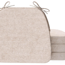 AAAAAcessories D-Shaped Chair Cushions, 2" Thick Dining Chair Pads with Ties and Removable, Machine-Washable Cover, 17" x 16", Set of 4, Oatmeal Beige
