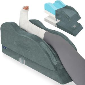 KingPavonini Adjustable Leg Elevation Pillows for After Surgery, Ergonomic Curve Keeps Knee Straight, Memory Foam Leg Pillow Elevation for Blood Circulation, Swelling and Pain Relief (Single Leg)
