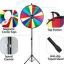 30 Inch 18 Slots Large Spinning Prize Wheel, Heavy Duty Spin Wheel Height Adjustable 54-67 Floor Stand Fortune Spinner with Dry Erase Marker & Eraser for Game Carnival and Tradeshow