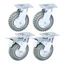 Nisorpa 4 Pack Heavy Duty Plate Casters Set 6 inch Swivel Wheel with Brake Anti-Skid 360 Degree Ball Bearing Castor Wheels(All Swivel, 2PCS with Brake 2PCS Without)