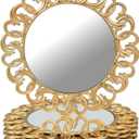 MAONAME 13" Gold Charger Plates Set of 6, Mirror Charger for Dinner Plates, Plastic Plate Chargers with Entwined Swirl Rim, Round Chargers for Table Setting, Wedding