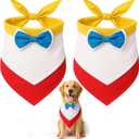 2 Pcs Halloween Rainbow Dog Costume Pet Rainbow Bandana Scarf with Two-Tone Bow Tie for Puppy Small Cats Parties and Halloween