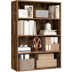 VASAGLE Custos Collection - Bookshelf, 4-Tier Bookcase, Book Shelf, Open Storage Shelf, 9.4 x 31.5 x 42.5 Inches, for Living Room, Home Office, Dining Room, Rustic Brown ULBC174K01