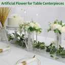 12 Bundles Peonies Artificial Flowers Artificial Peonies Silk Flowers Fake Peonies Artificial Flowers Wedding Home Table Decoration Realistic Peonies Bouquet for Centerpiece Table (White)