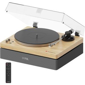 AudioSource Vinyl Record Player, All-in-one Turntable with 2.1 Channel Built-in Speaker, Bluetooth 5.4, 120W, Built-in Subwoofer, High Fidelity 2-Speed Belt Drive, Patented Isolation System, AT-3600L