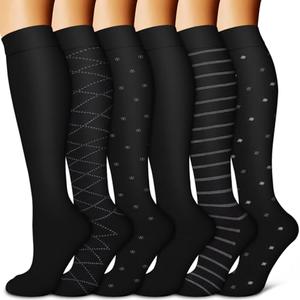 BLUEENJOY Copper Compression Socks for Women & Men (6 pairs) - Best Support for Nurses, Running, Hiking, Recovery, XL